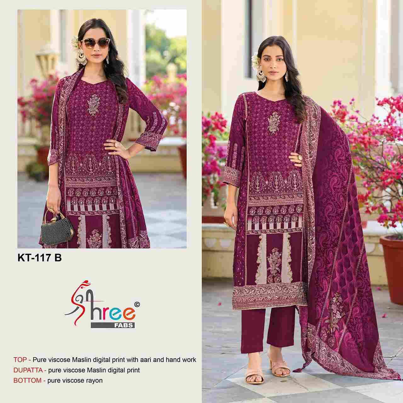 Shree Fabs Hit Design Kt-117 Colours By Shree Fabs Kt-117-A To Kt-117-D Series Designer Pakistani Suits Beautiful Fancy Stylish Colorful Party Wear & Occasional Wear Pure Viscose Muslin Embroidery Dresses At Wholesale Price