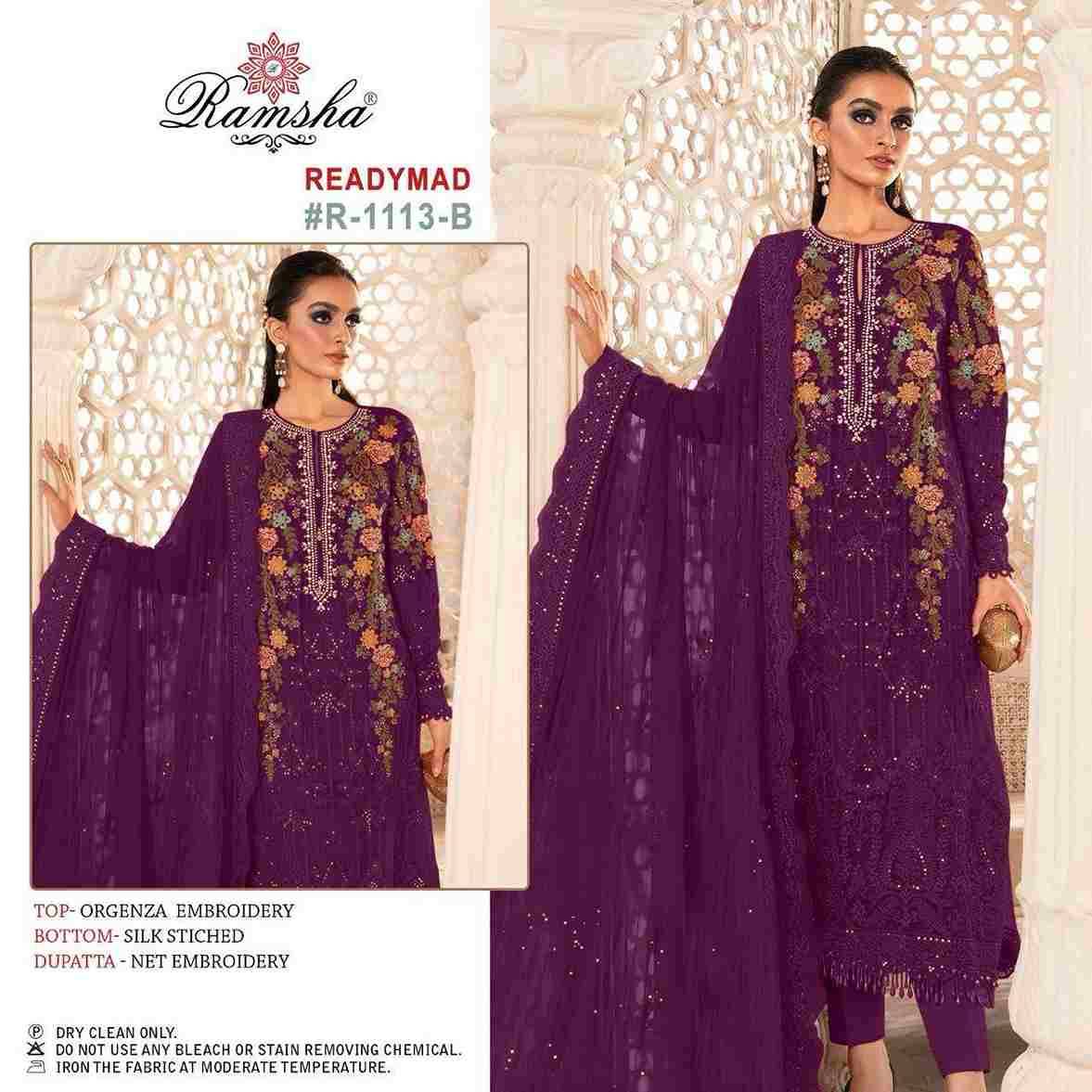 Ramsha 1113 Colours By Ramsha 1113-A To 1113-D Series Beautiful Pakistani Suits Colorful Stylish Fancy Casual Wear & Ethnic Wear Organza Dresses At Wholesale Price