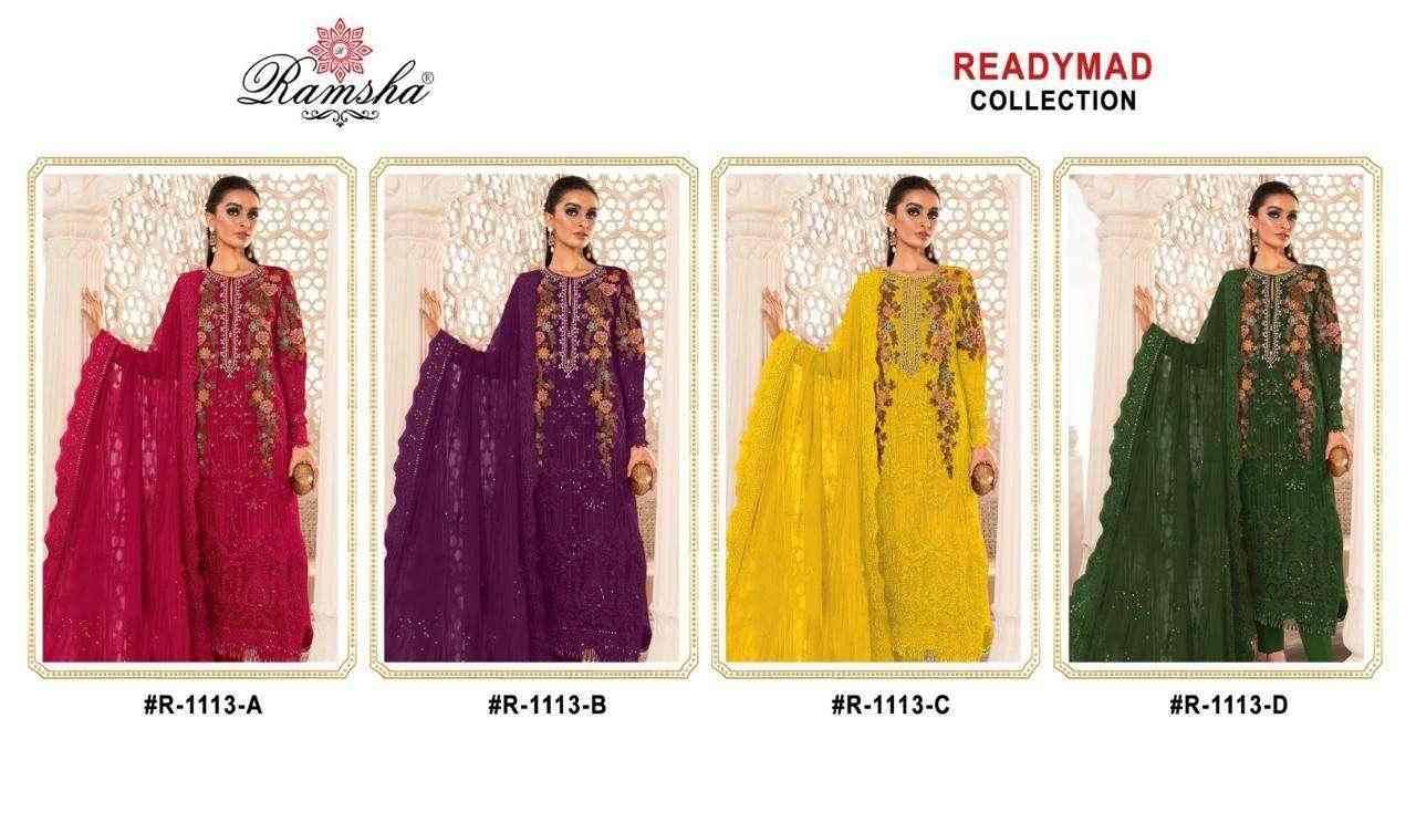 Ramsha 1113 Colours By Ramsha 1113-A To 1113-D Series Beautiful Pakistani Suits Colorful Stylish Fancy Casual Wear & Ethnic Wear Organza Dresses At Wholesale Price