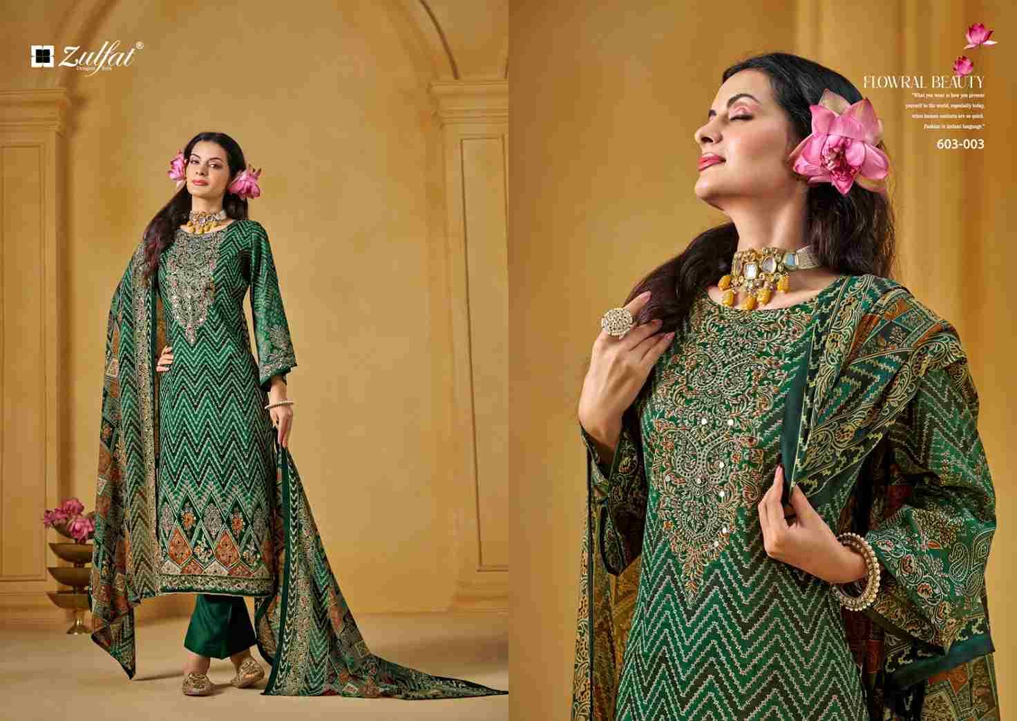 Sajni Vol-3 By Zulfat 603-001 To 603-006 Series Beautiful Festive Suits Stylish Fancy Colorful Casual Wear & Ethnic Wear Pure Jam Cotton Print Dresses At Wholesale Price