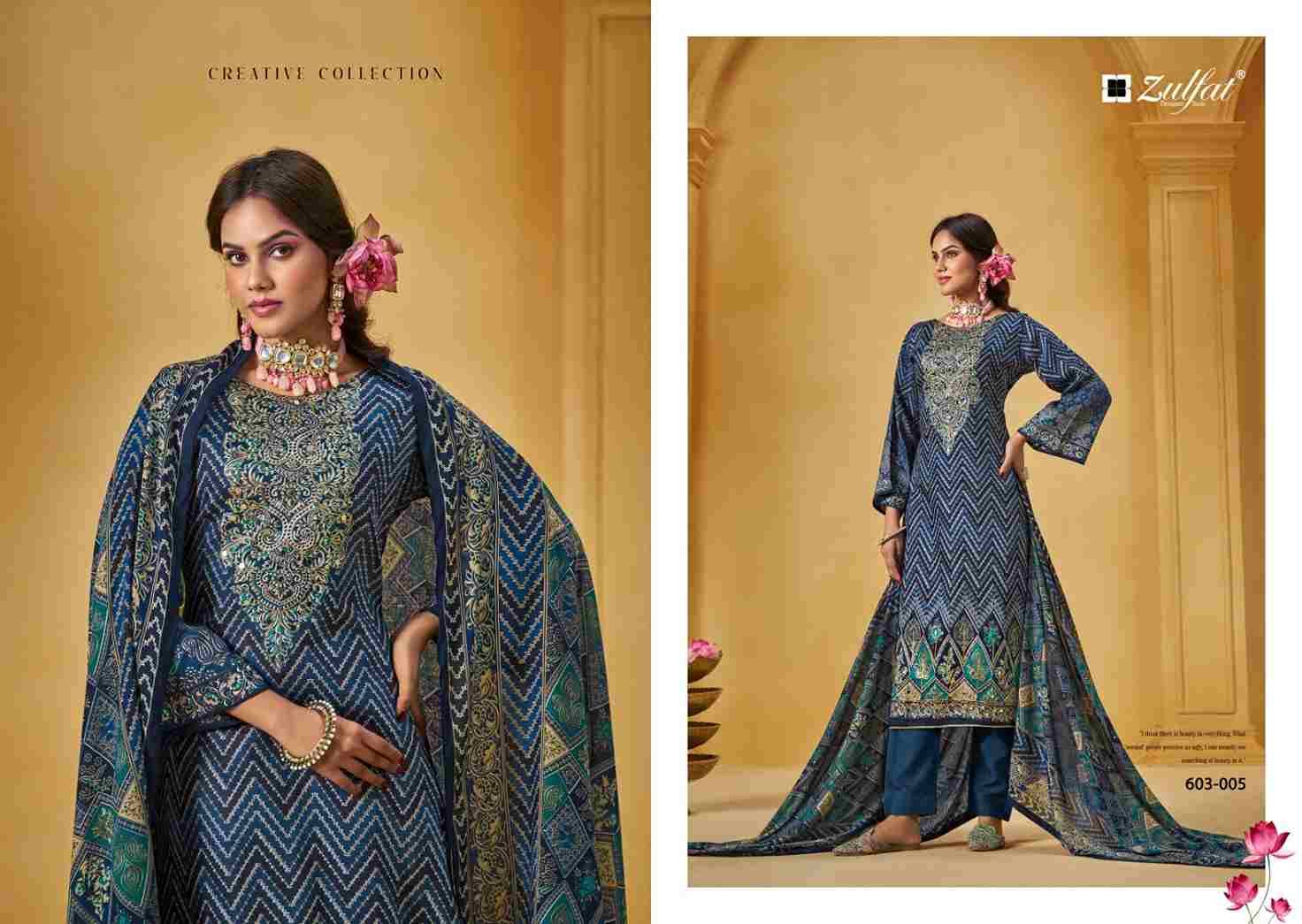 Sajni Vol-3 By Zulfat 603-001 To 603-006 Series Beautiful Festive Suits Stylish Fancy Colorful Casual Wear & Ethnic Wear Pure Jam Cotton Print Dresses At Wholesale Price