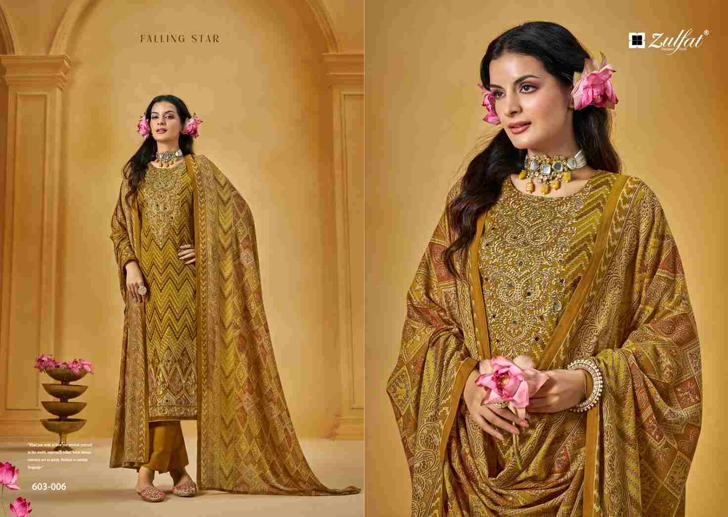 Sajni Vol-3 By Zulfat 603-001 To 603-006 Series Beautiful Festive Suits Stylish Fancy Colorful Casual Wear & Ethnic Wear Pure Jam Cotton Print Dresses At Wholesale Price