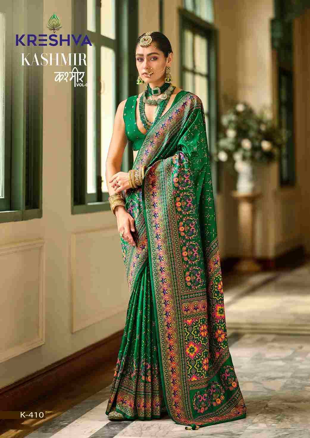 Kashmir Vol-1 By Kreshva 405 To 412 Series Indian Traditional Wear Collection Beautiful Stylish Fancy Colorful Party Wear & Occasional Wear Banarasi Silk Sarees At Wholesale Price