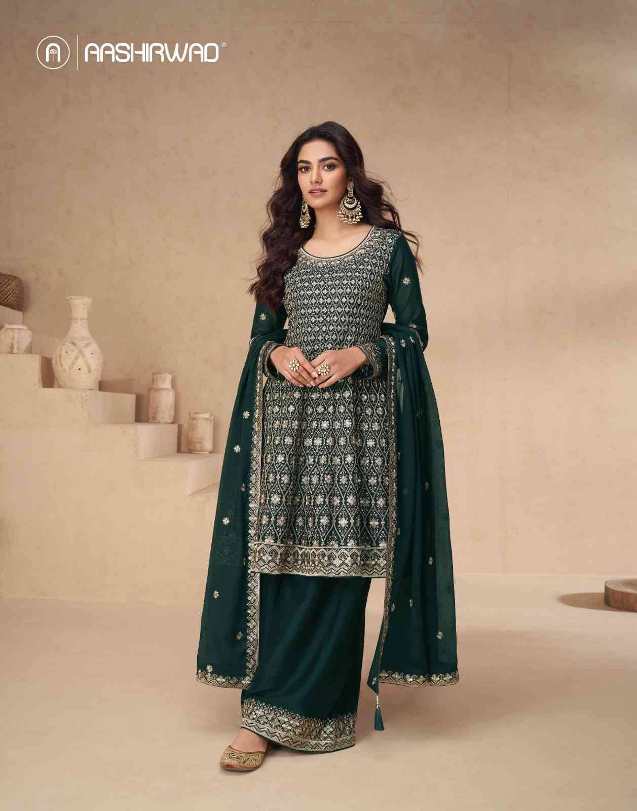 Amrita By Aashrwad Creation 10145 To 10149 Series Beautiful Stylish Anarkali Suits Fancy Colorful Casual Wear & Ethnic Wear & Ready To Wear Chinnon Silk Dresses At Wholesale Price