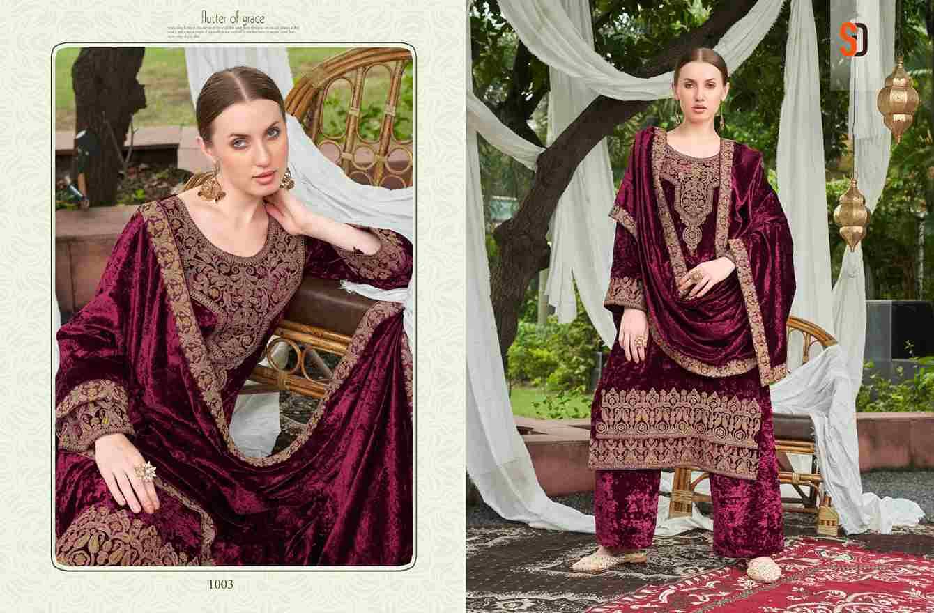 Senorita By Shraddha Designer 1001 To 1004 Series Beautiful Pakistani Suits Colorful Stylish Fancy Casual Wear & Ethnic Wear Pure Velvet Embroidered Dresses At Wholesale Price