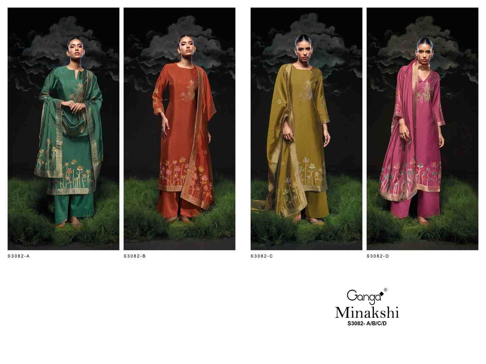 Minakshi-3082 By Ganga Fashion 3082-A To 3082-D Series Beautiful Festive Suits Colorful Stylish Fancy Casual Wear & Ethnic Wear Pure Viscose Silk Dresses At Wholesale Price