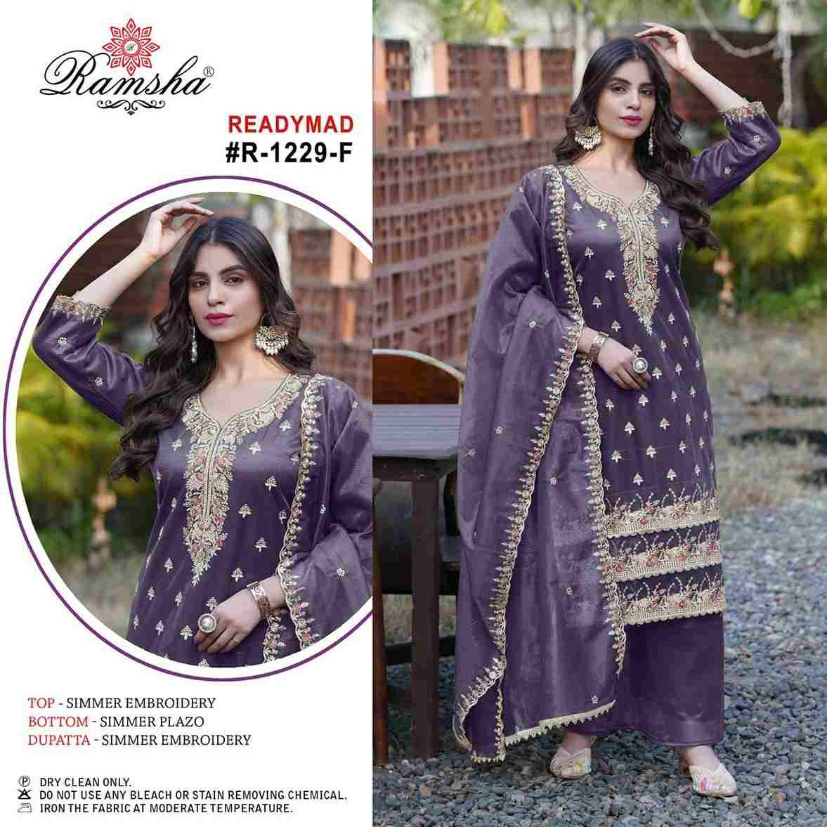 Ramsha 1229 Colours Vol-2 By Ramsha 1229-E To 1229-H Series Designer Pakistani Suits Beautiful Fancy Colorful Stylish Party Wear & Occasional Wear Simmer Embroidered Dresses At Wholesale Price