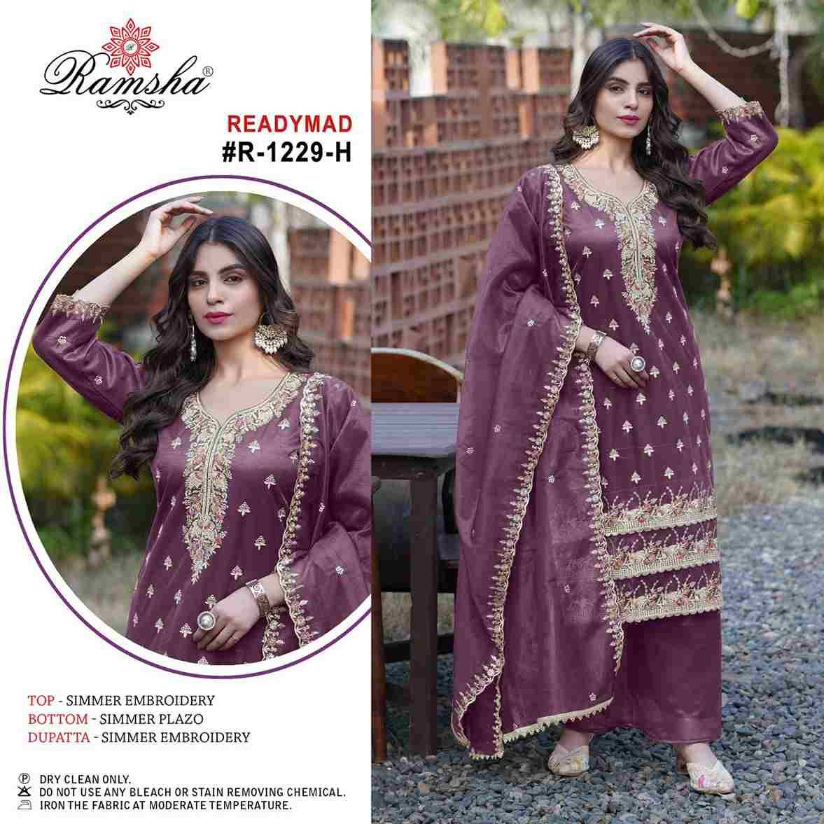 Ramsha 1229 Colours Vol-2 By Ramsha 1229-E To 1229-H Series Designer Pakistani Suits Beautiful Fancy Colorful Stylish Party Wear & Occasional Wear Simmer Embroidered Dresses At Wholesale Price