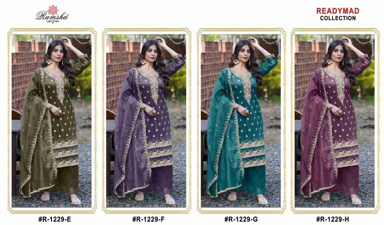 Ramsha 1229 Colours Vol-2 By Ramsha 1229-E To 1229-H Series Designer Pakistani Suits Beautiful Fancy Colorful Stylish Party Wear & Occasional Wear Simmer Embroidered Dresses At Wholesale Price