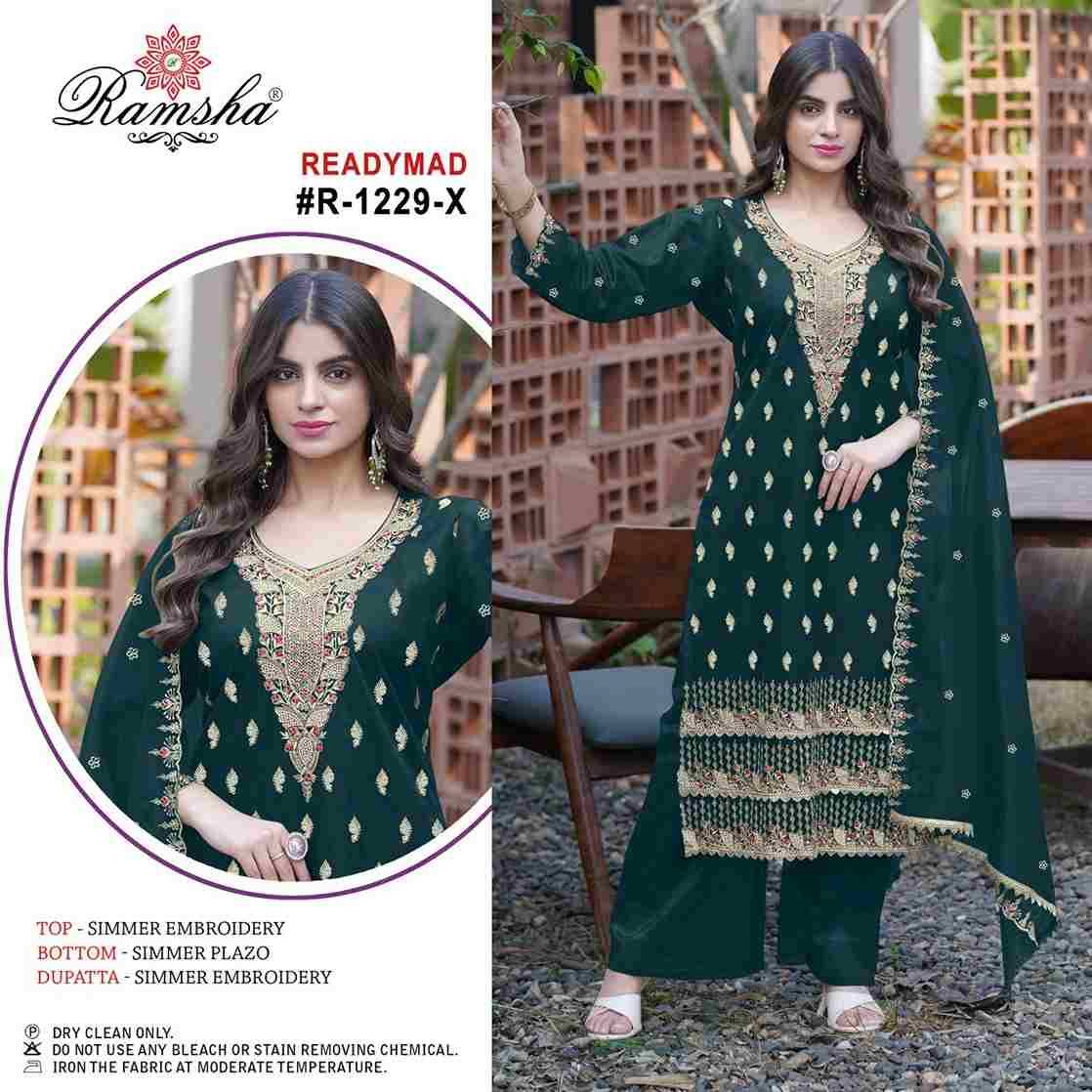 Ramsha 1229 Colours Vol-6 By Ramsha 1229-U To 1229-X Series Designer Pakistani Suits Beautiful Fancy Colorful Stylish Party Wear & Occasional Wear Simmer Embroidered Dresses At Wholesale Price