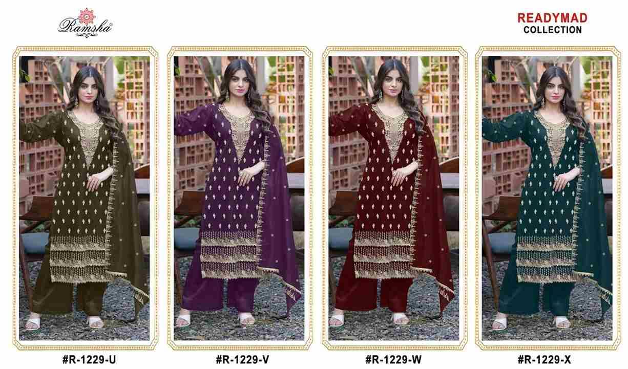 Ramsha 1229 Colours Vol-6 By Ramsha 1229-U To 1229-X Series Designer Pakistani Suits Beautiful Fancy Colorful Stylish Party Wear & Occasional Wear Simmer Embroidered Dresses At Wholesale Price