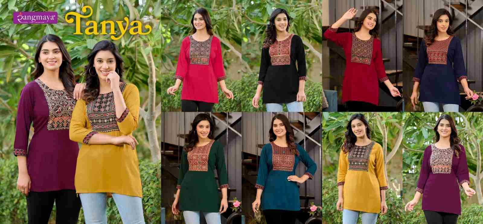 Tanya By Rangmaya 101 To 108 Series Designer Stylish Fancy Colorful Beautiful Party Wear & Ethnic Wear Collection Heavy Rayon Tops At Wholesale Price