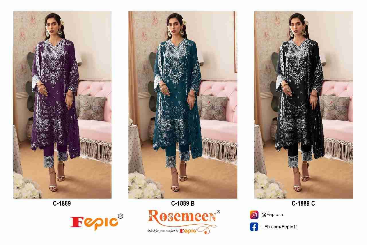 Fepic 1889 Colours By Fepic 1889-A To 1889-C Series Beautiful Pakistani Suits Colorful Stylish Fancy Casual Wear & Ethnic Wear Georgette Embroidered Dresses At Wholesale Price