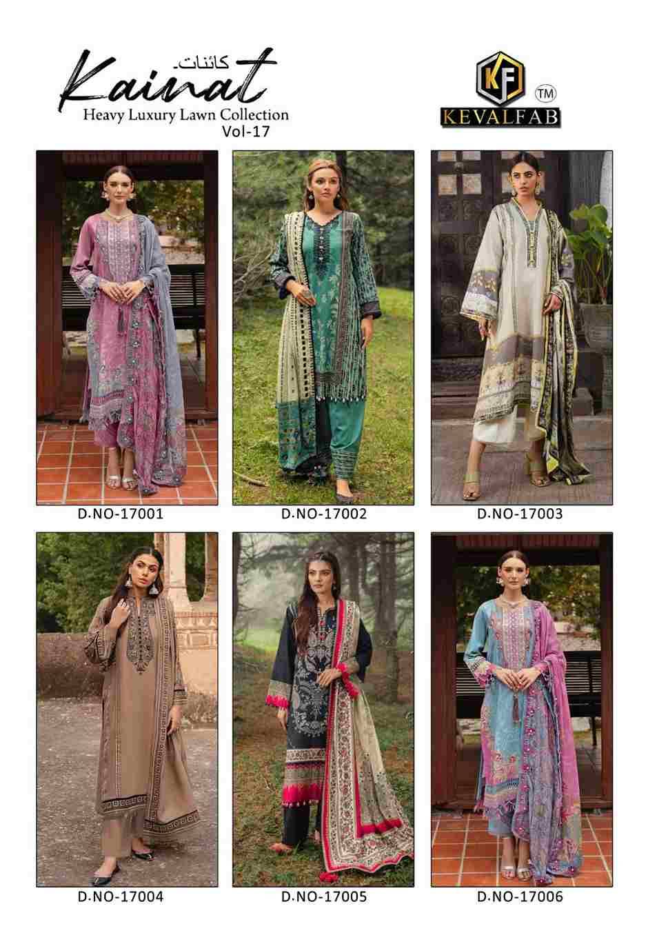 Kainat Vol-17 By Keval Fab 17001 To 17006 Series Beautiful Suits Colorful Stylish Fancy Casual Wear & Ethnic Wear Pure Lawn Cotton Dresses At Wholesale Price