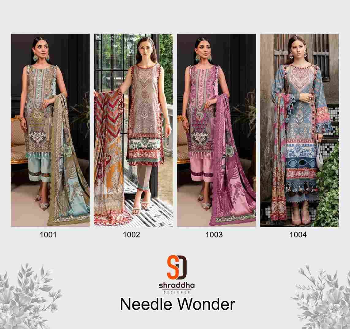 Needle Wonder By Shraddha Designer 1001 To 1004 Series Beautiful Pakistani Suits Colorful Stylish Fancy Casual Wear & Ethnic Wear Pure Lawn Cotton Embroidered Dresses At Wholesale Price