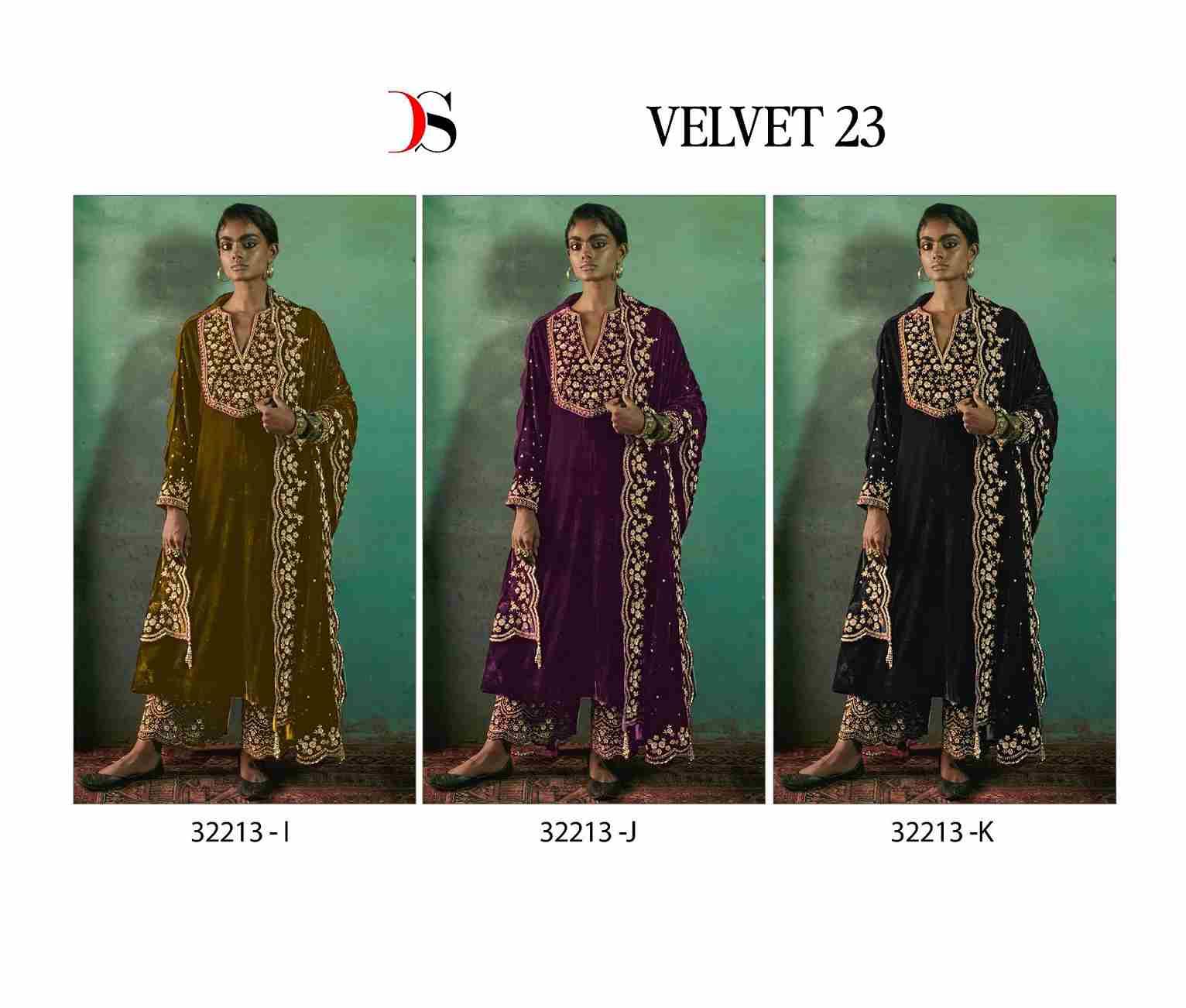 Velvet 32213 Colours Vol-3 By Deepsy Suits 32213-I To 32213-K Series Beautiful Stylish Pakistani Suits Fancy Colorful Casual Wear & Ethnic Wear & Ready To Wear Heavy Velvet Embroidery Dresses At Wholesale Price