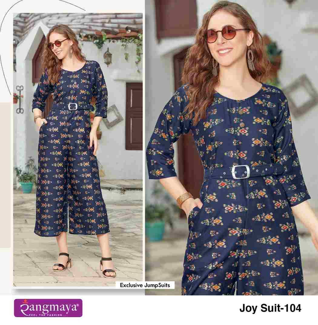 Joy Suit By Rangmaya 101 To 108 Series Designer Stylish Fancy Colorful Beautiful Party Wear & Ethnic Wear Collection Rayon Foil Jump Suit At Wholesale Price