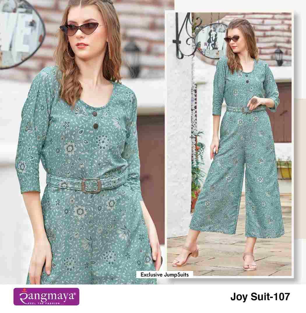 Joy Suit By Rangmaya 101 To 108 Series Designer Stylish Fancy Colorful Beautiful Party Wear & Ethnic Wear Collection Rayon Foil Jump Suit At Wholesale Price