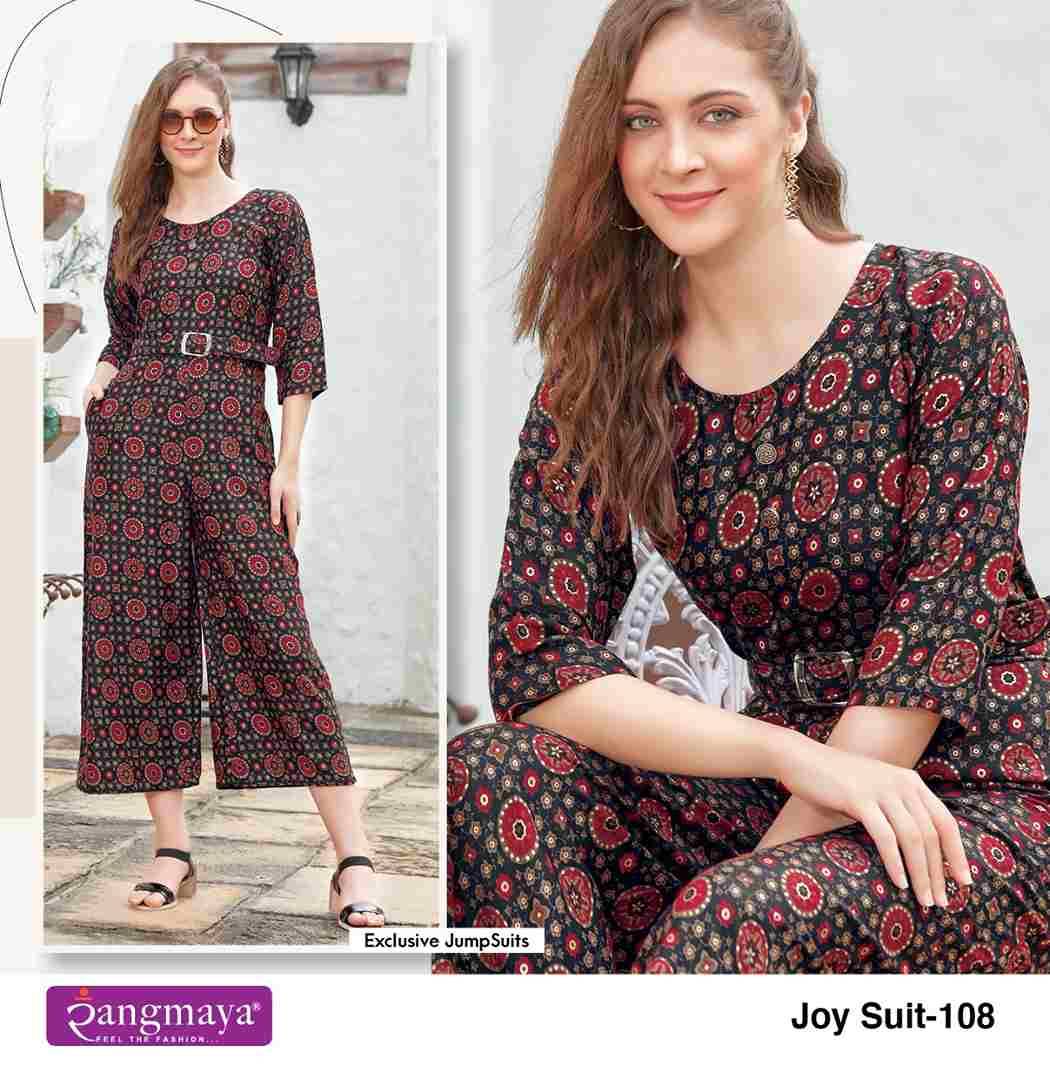 Joy Suit By Rangmaya 101 To 108 Series Designer Stylish Fancy Colorful Beautiful Party Wear & Ethnic Wear Collection Rayon Foil Jump Suit At Wholesale Price