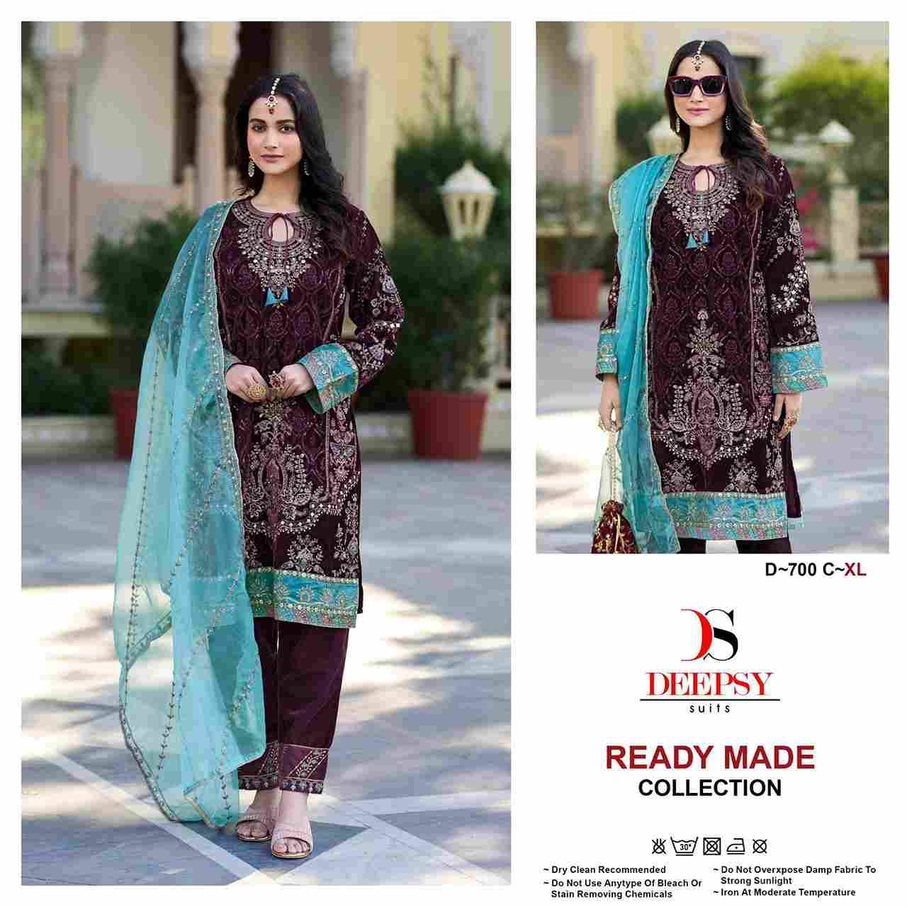 Deepsy Hit Design 700 Colours By Deepsy Suits 700-A To 700-D Series Beautiful Pakistani Suits Colorful Stylish Fancy Casual Wear & Ethnic Wear Pure Velvet Embroidered Dresses At Wholesale Price