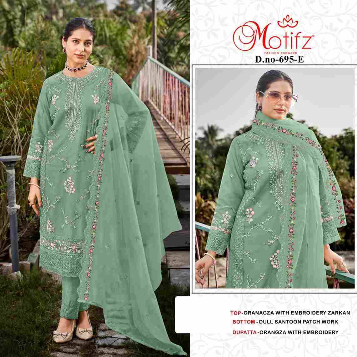 Motifz Hit Design 695 Colours Vol-2 By Motifz 695-E To 695-H Series Beautiful Pakistani Suits Colorful Stylish Fancy Casual Wear & Ethnic Wear Organza Dresses At Wholesale Price