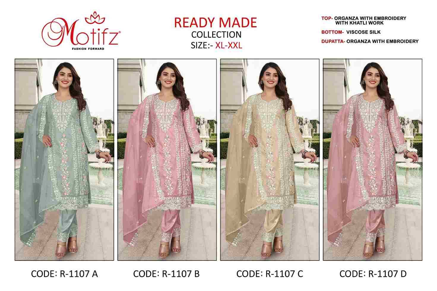 Motifz Hit Design 1107 Colours By Motifz 1107-A To 1107-D Series Beautiful Pakistani Suits Colorful Stylish Fancy Casual Wear & Ethnic Wear Organza Dresses At Wholesale Price