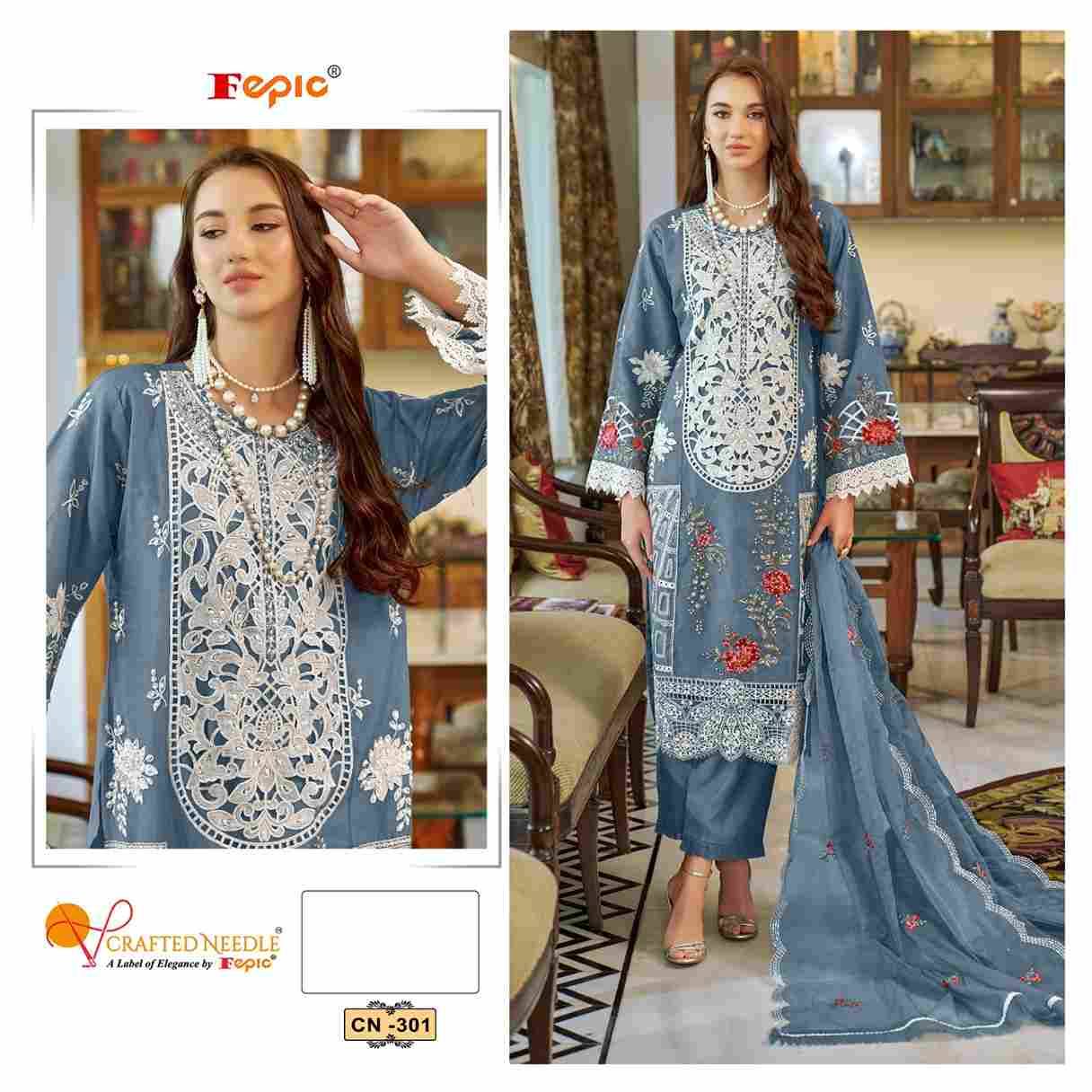 Fepic 301 Colours By Fepic 301-A To 301-C Series Beautiful Pakistani Suits Colorful Stylish Fancy Casual Wear & Ethnic Wear Organza Embroidered Dresses At Wholesale Price