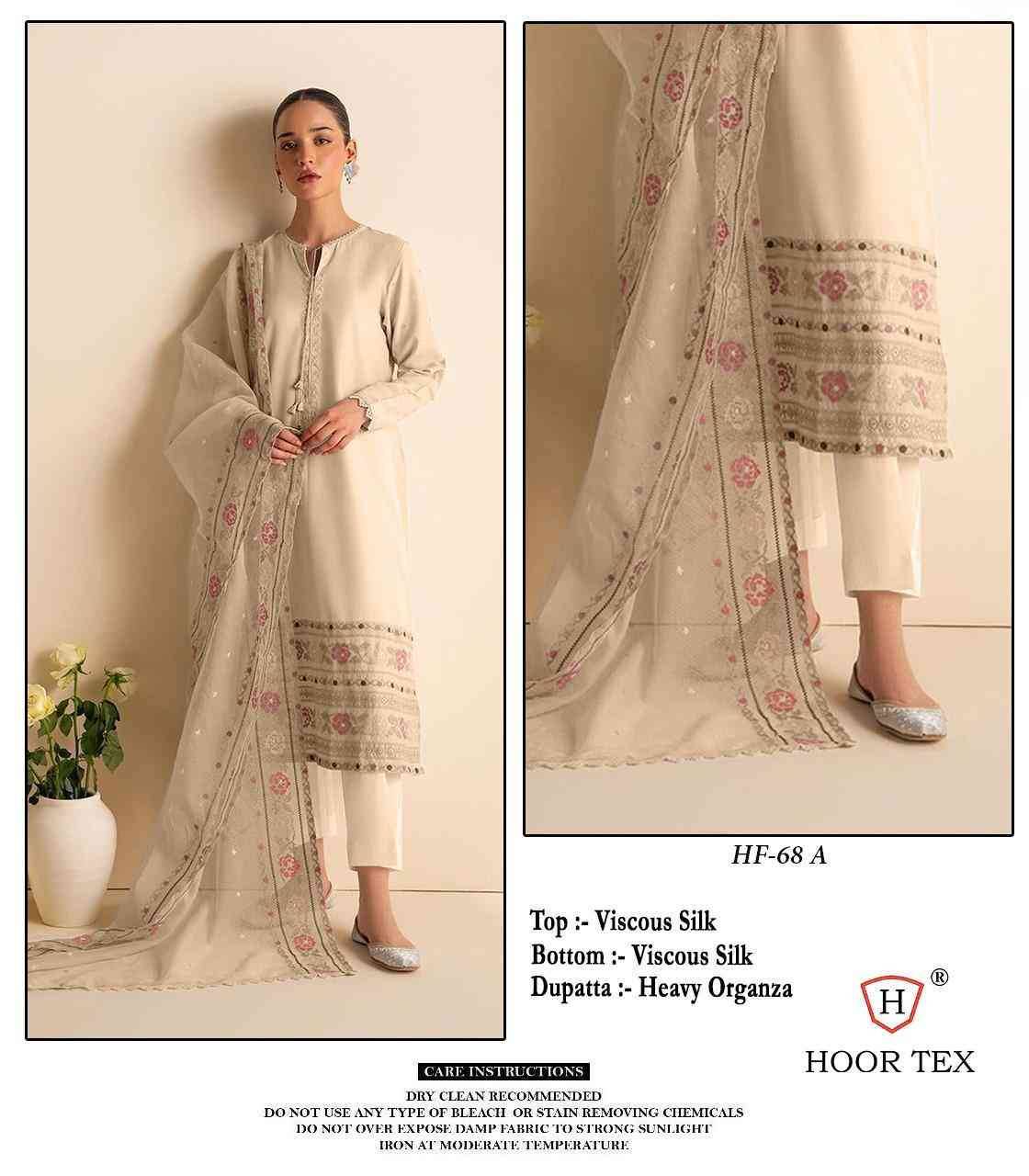 Hoor Tex Hit Design HF-68 Colours By Hoor Tex HF-68-A To HF-68-D Series Designer Festive Pakistani Suits Collection Beautiful Stylish Fancy Colorful Party Wear & Occasional Wear Viscose Silk With Embroidered Dresses At Wholesale Price