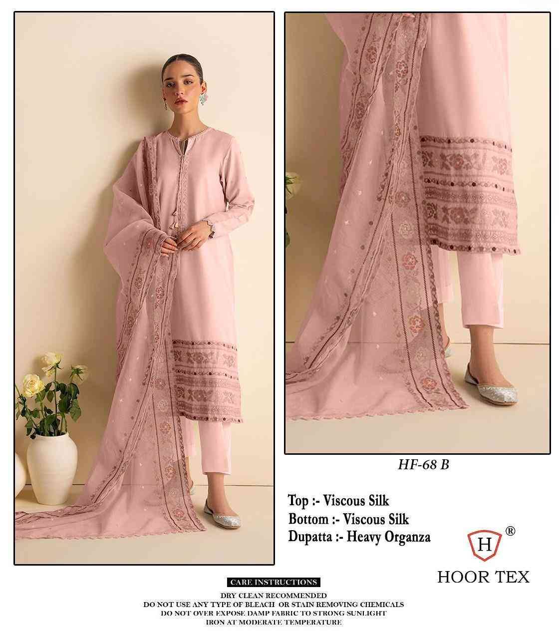 Hoor Tex Hit Design HF-68 Colours By Hoor Tex HF-68-A To HF-68-D Series Designer Festive Pakistani Suits Collection Beautiful Stylish Fancy Colorful Party Wear & Occasional Wear Viscose Silk With Embroidered Dresses At Wholesale Price