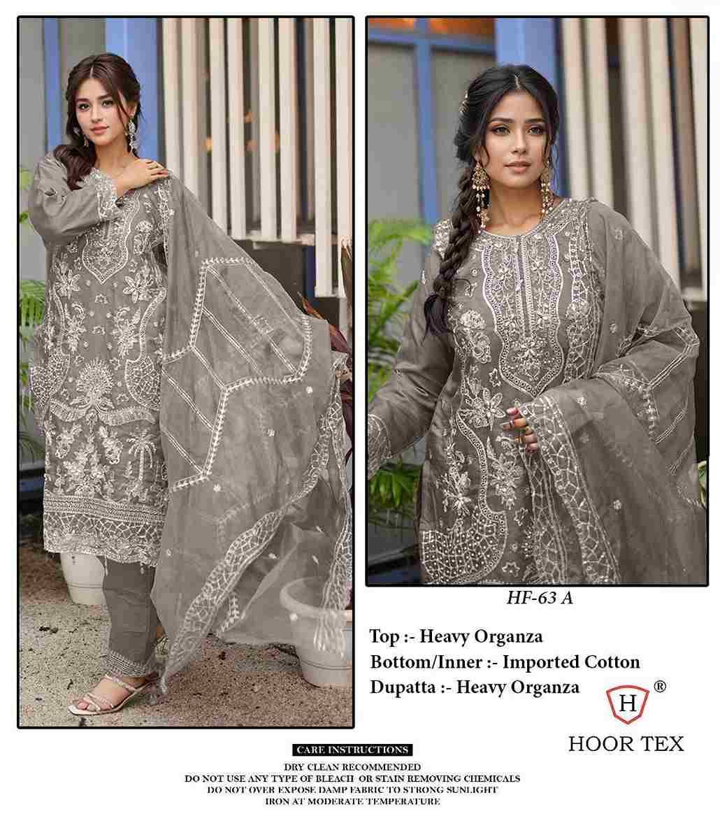 Hoor Tex Hit Design HF-63 Colours By Hoor Tex HF-63-A To HF-63-D Series Designer Festive Pakistani Suits Collection Beautiful Stylish Fancy Colorful Party Wear & Occasional Wear Heavy Organza With Embroidered Dresses At Wholesale Price