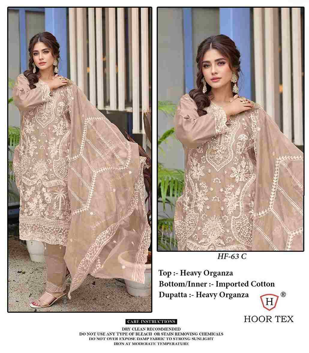 Hoor Tex Hit Design HF-63 Colours By Hoor Tex HF-63-A To HF-63-D Series Designer Festive Pakistani Suits Collection Beautiful Stylish Fancy Colorful Party Wear & Occasional Wear Heavy Organza With Embroidered Dresses At Wholesale Price