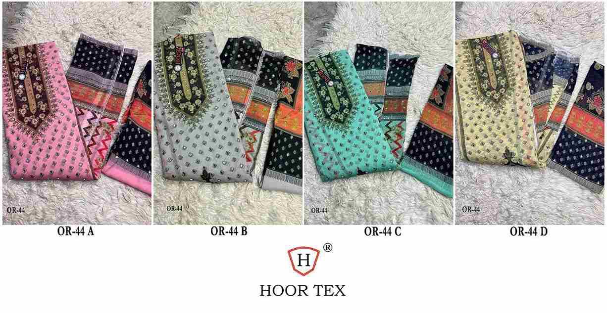 Hoor Tex Hit Design OR-44 Colours By Hoor Tex OR-44-A To OR-44-D Series Beautiful Pakistani Suits Stylish Colorful Fancy Casual Wear & Ethnic Wear Heavy Organza Embroidered Dresses At Wholesale Price
