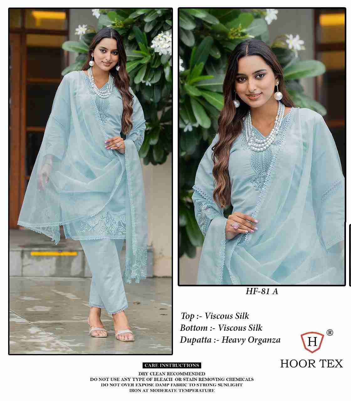 Hoor Tex Hit Design HF-81 Colours By Hoor Tex HF-81-A To HF-81-D Series Designer Festive Pakistani Suits Collection Beautiful Stylish Fancy Colorful Party Wear & Occasional Wear Viscose Silk With Embroidered Dresses At Wholesale Price