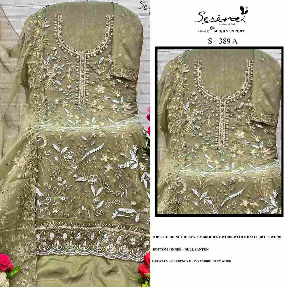 Serene Hit Design S-389 Colours By Serene S-389-A To S-389-D Series Designer Pakistani Suits Beautiful Fancy Colorful Stylish Party Wear & Occasional Wear Currency Embroidered Dresses At Wholesale Price