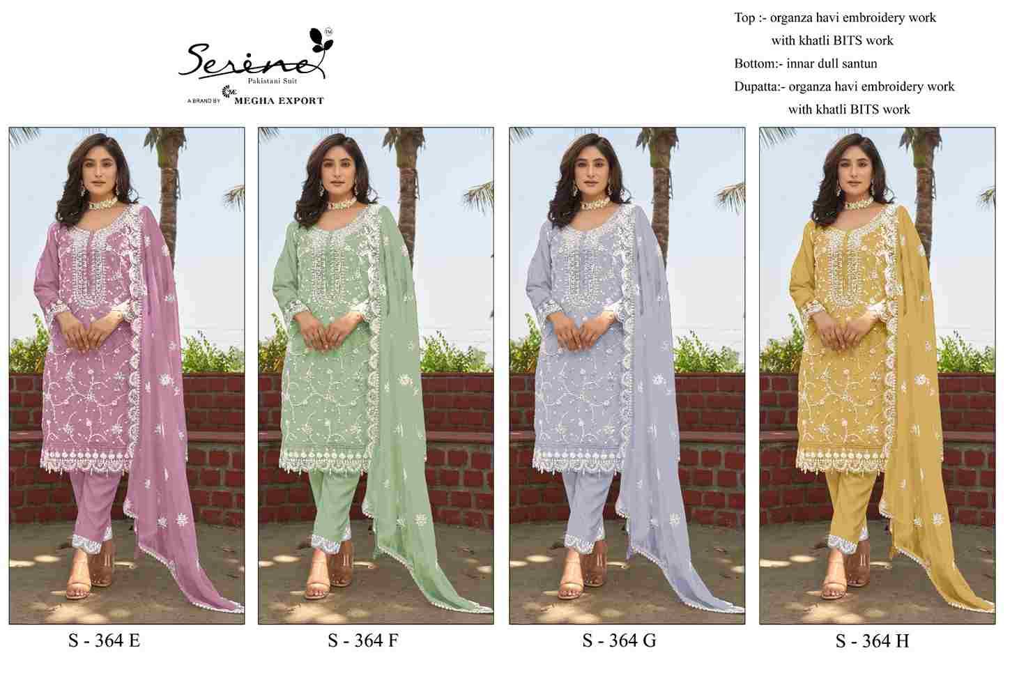 Serene Hit Design S-364 Colours Vol-2 By Serene S-364-E To S-364-H Series Designer Pakistani Suits Beautiful Fancy Colorful Stylish Party Wear & Occasional Wear Organza Embroidered Dresses At Wholesale Price