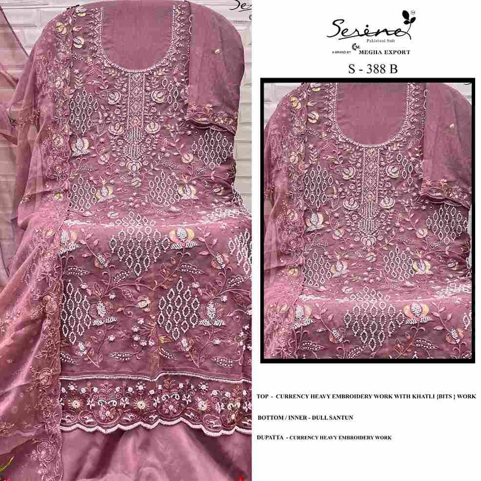 Serene Hit Design S-388 Colours By Serene S-388-A To S-388-D Series Designer Pakistani Suits Beautiful Fancy Colorful Stylish Party Wear & Occasional Wear Currency Embroidered Dresses At Wholesale Price