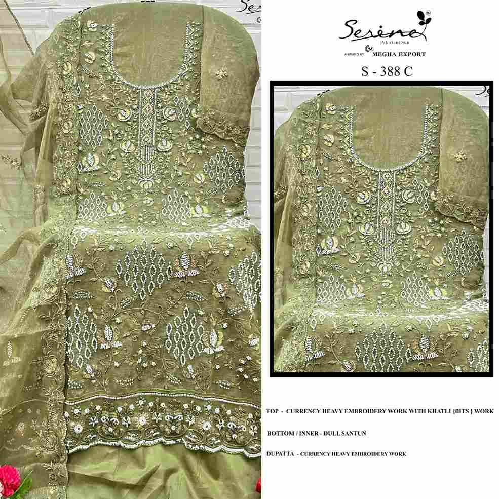 Serene Hit Design S-388 Colours By Serene S-388-A To S-388-D Series Designer Pakistani Suits Beautiful Fancy Colorful Stylish Party Wear & Occasional Wear Currency Embroidered Dresses At Wholesale Price