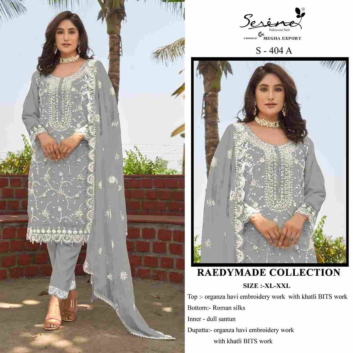 Serene Hit Design S-404 Colours By Serene S-404-A To S-404-D Series Designer Pakistani Suits Beautiful Fancy Colorful Stylish Party Wear & Occasional Wear Organza Embroidered Dresses At Wholesale Price