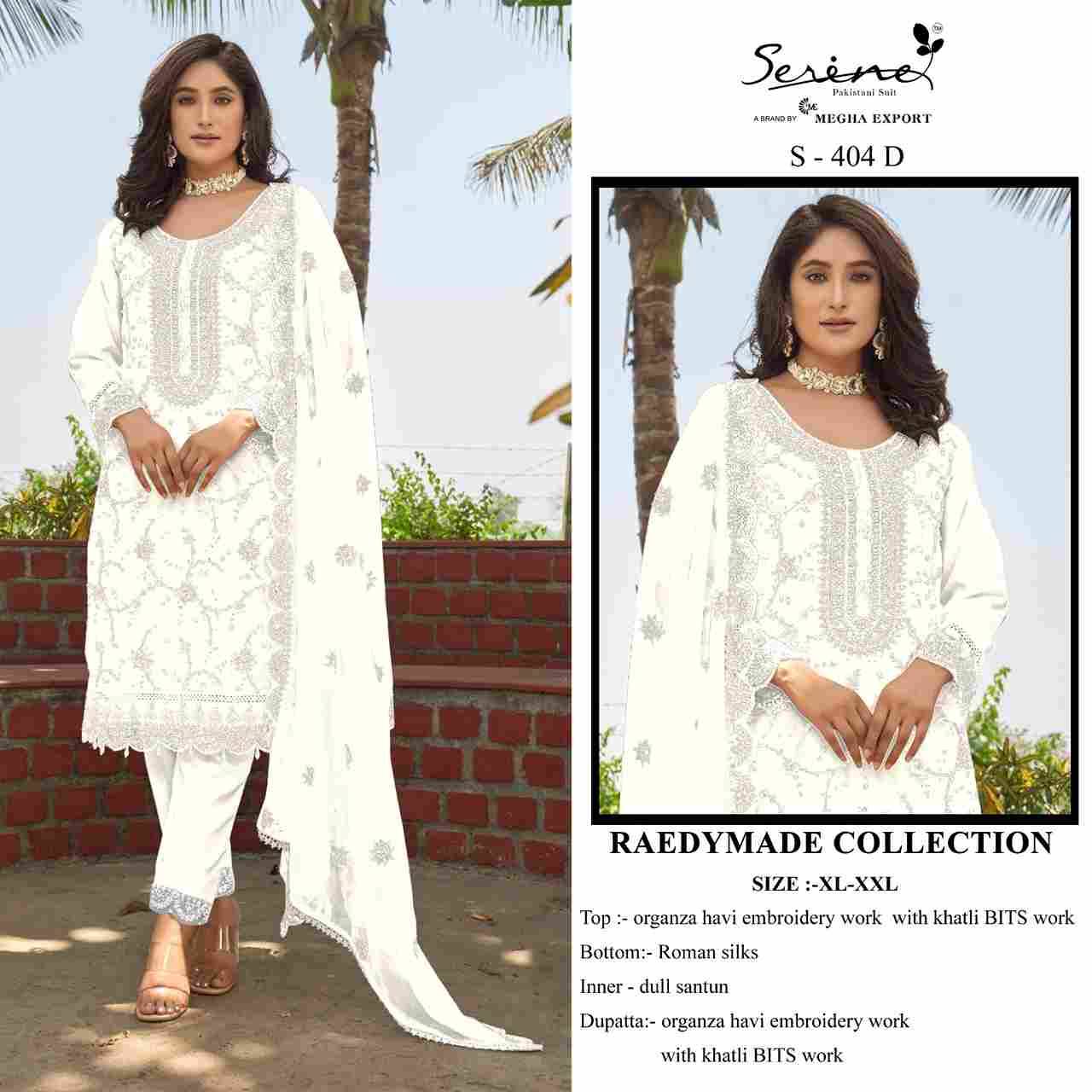 Serene Hit Design S-404 Colours By Serene S-404-A To S-404-D Series Designer Pakistani Suits Beautiful Fancy Colorful Stylish Party Wear & Occasional Wear Organza Embroidered Dresses At Wholesale Price