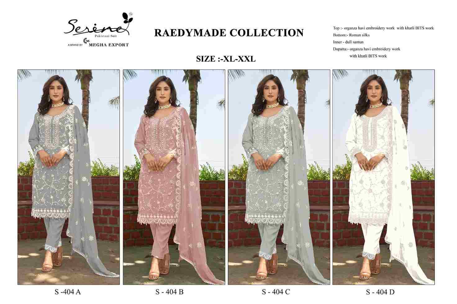 Serene Hit Design S-404 Colours By Serene S-404-A To S-404-D Series Designer Pakistani Suits Beautiful Fancy Colorful Stylish Party Wear & Occasional Wear Organza Embroidered Dresses At Wholesale Price