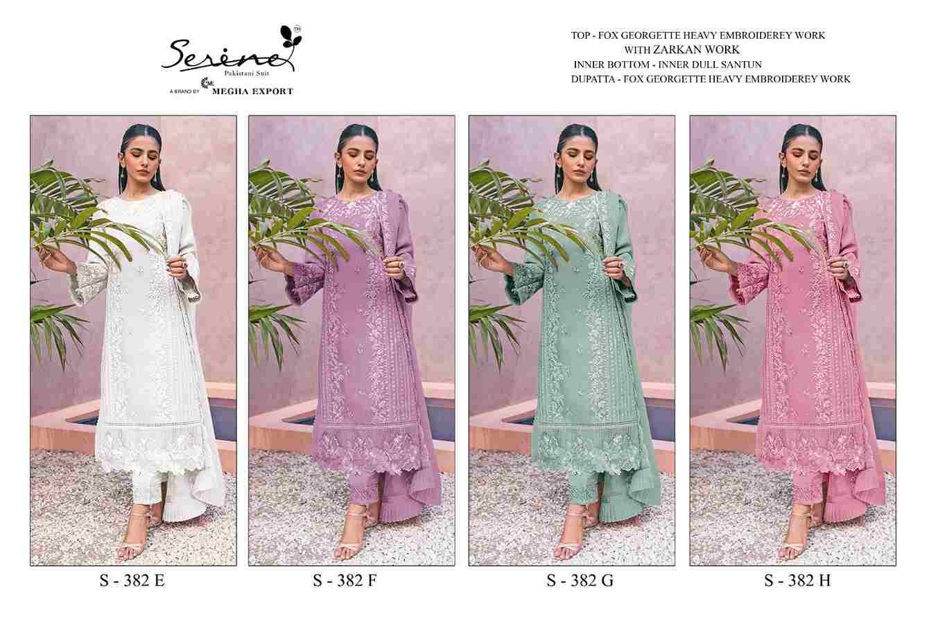 Serene Hit Design S-382 Colours Vol-2 By Serene S-382-E To S-382-H Series Designer Pakistani Suits Beautiful Fancy Colorful Stylish Party Wear & Occasional Wear Faux Georgette Embroidered Dresses At Wholesale Price