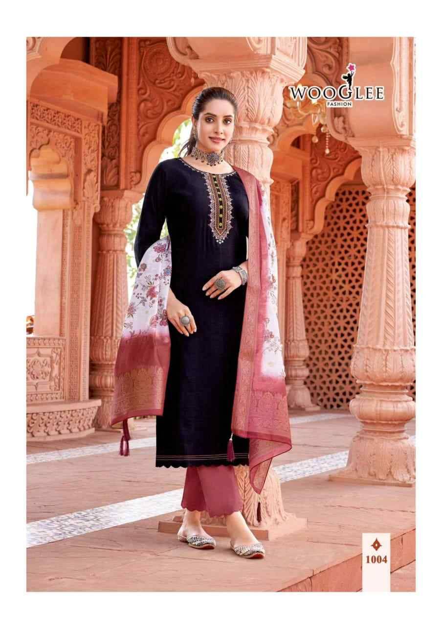 Jakhee By Wooglee 1001 To 1006 Series Beautiful Stylish Festive Suits Fancy Colorful Casual Wear & Ethnic Wear & Ready To Wear Viscose Weaving Dresses At Wholesale Price