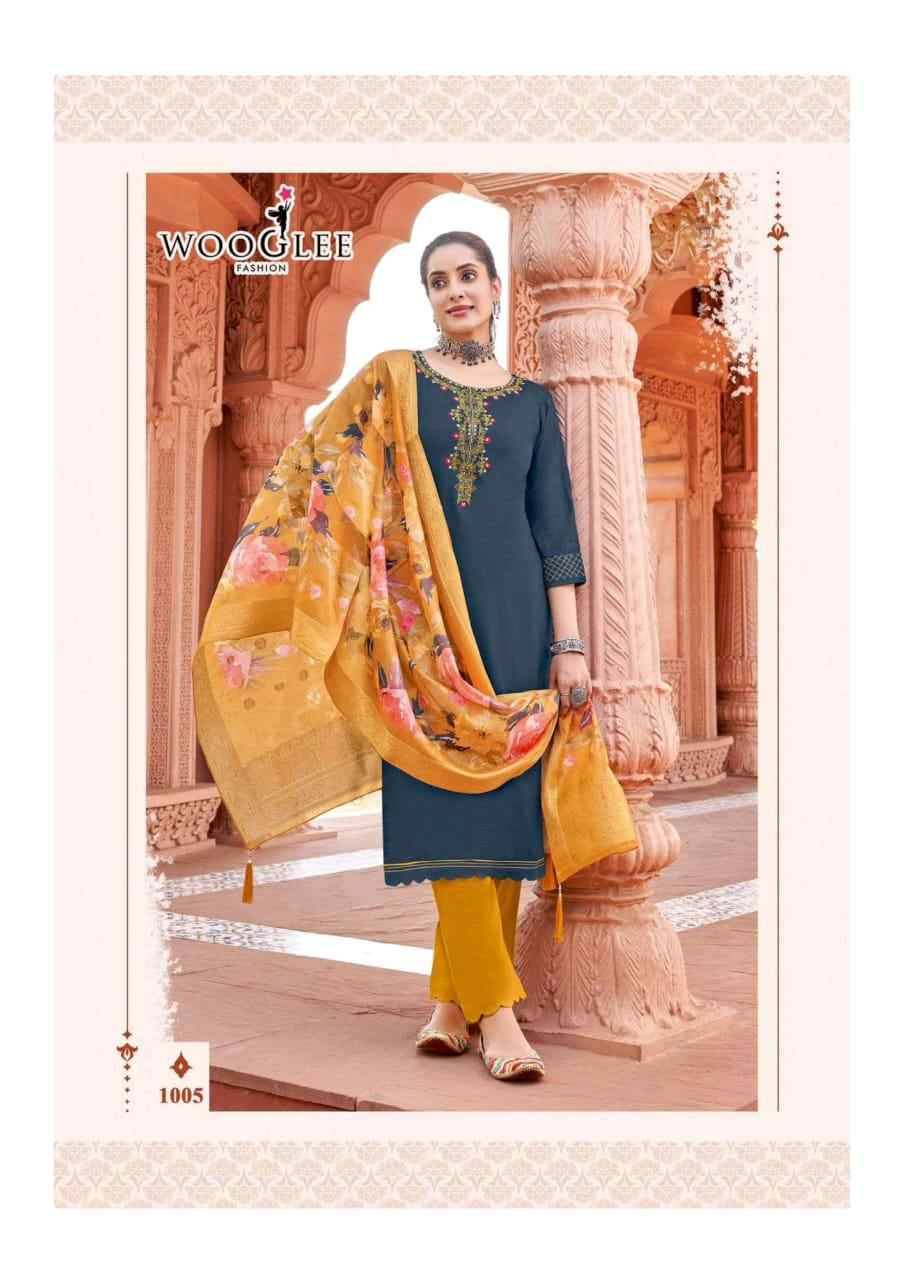 Jakhee By Wooglee 1001 To 1006 Series Beautiful Stylish Festive Suits Fancy Colorful Casual Wear & Ethnic Wear & Ready To Wear Viscose Weaving Dresses At Wholesale Price