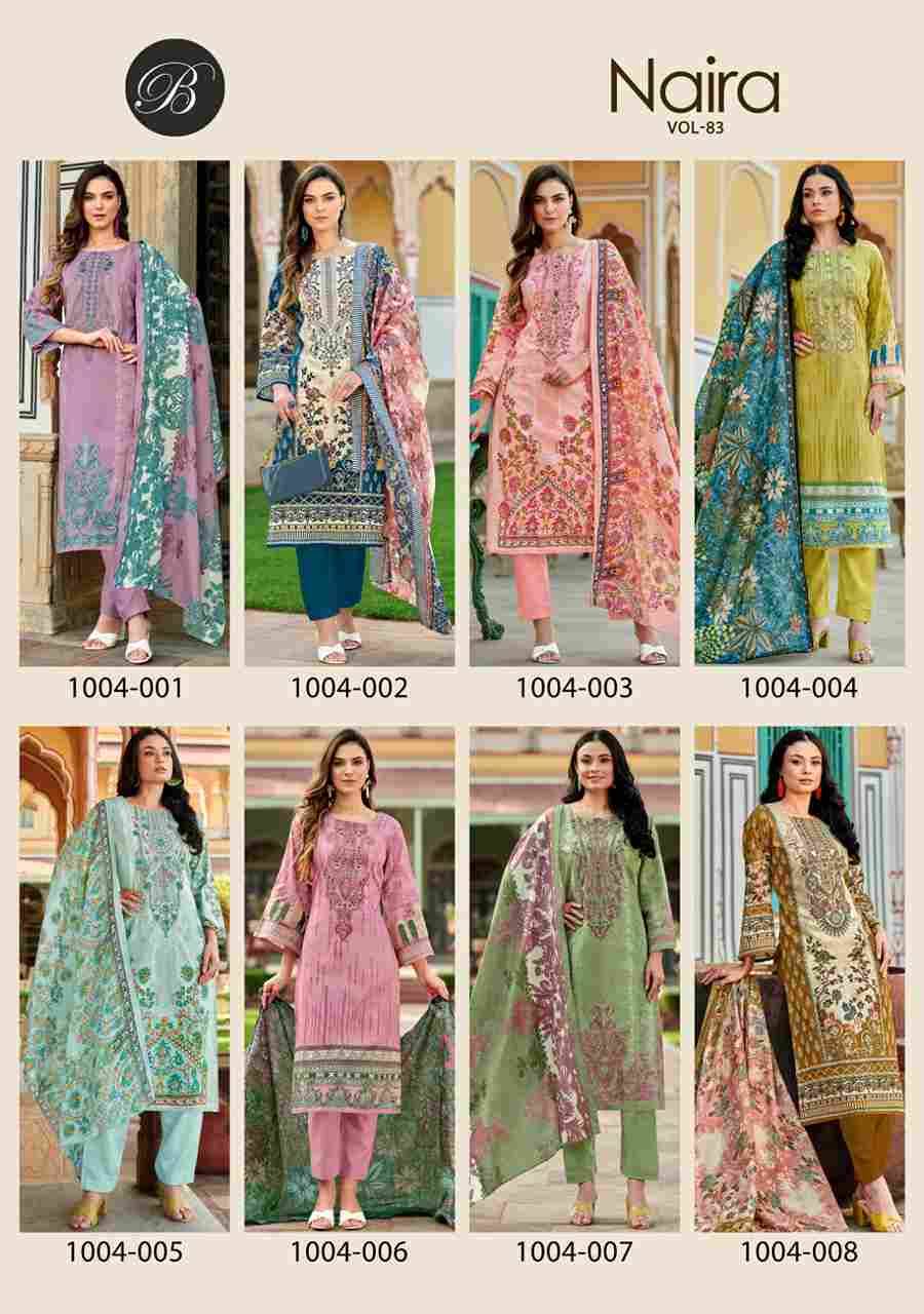 Naira Vol-83 By Belliza 1004-001 To 1004-008 Series Beautiful Festive Suits Stylish Fancy Colorful Casual Wear & Ethnic Wear Pure Cotton Print Dresses At Wholesale Price