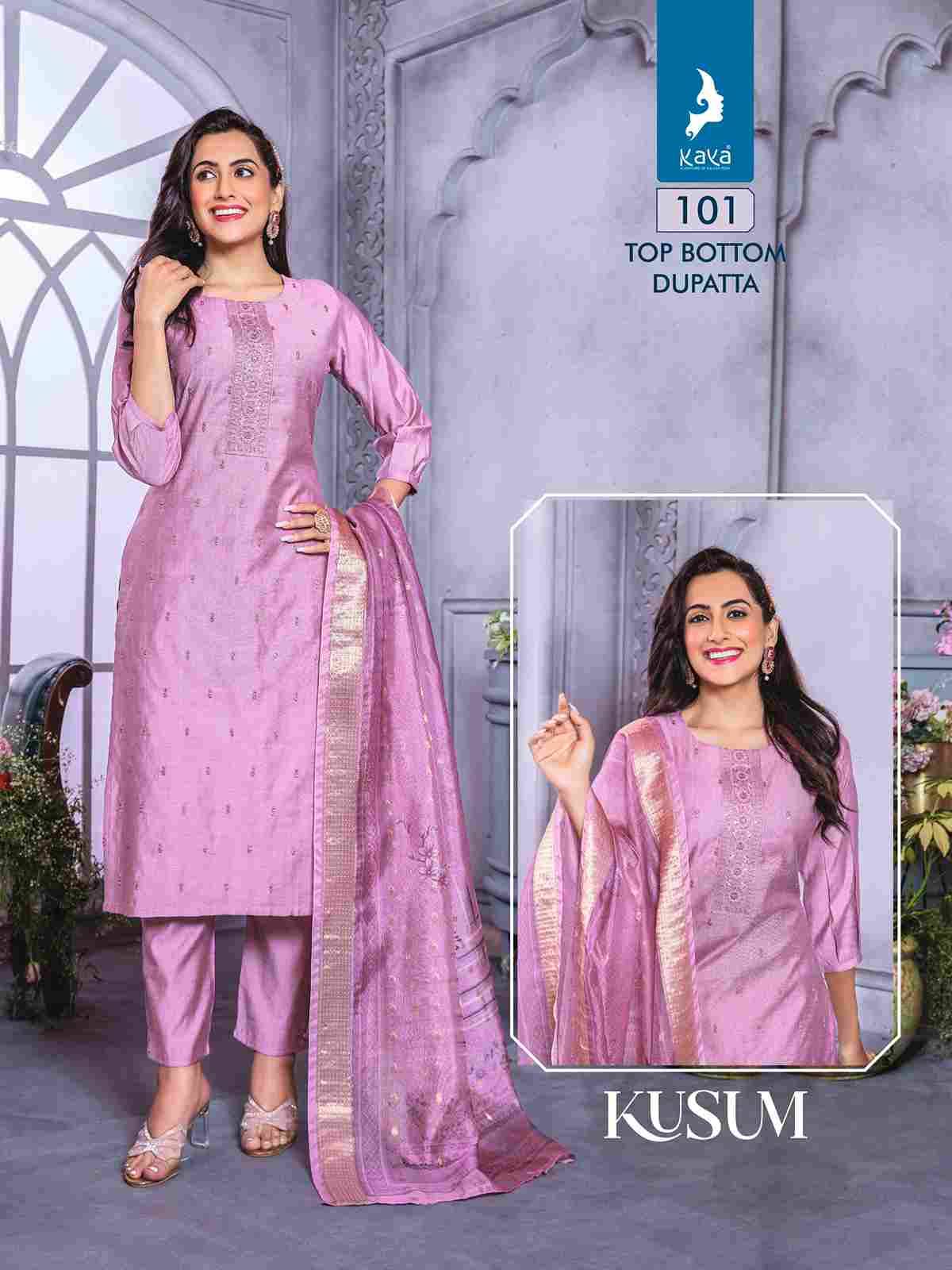 Kusum By Kaya 101 To 106 Series Beautiful Festive Suits Colorful Stylish Fancy Casual Wear & Ethnic Wear Vatican Silk Dresses At Wholesale Price