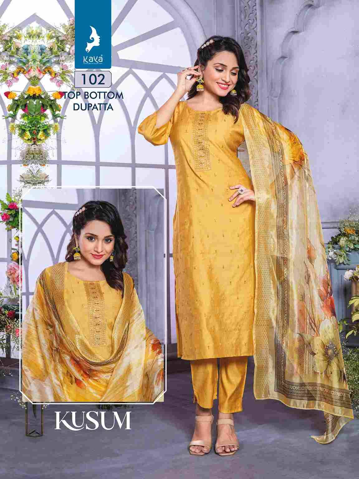 Kusum By Kaya 101 To 106 Series Beautiful Festive Suits Colorful Stylish Fancy Casual Wear & Ethnic Wear Vatican Silk Dresses At Wholesale Price