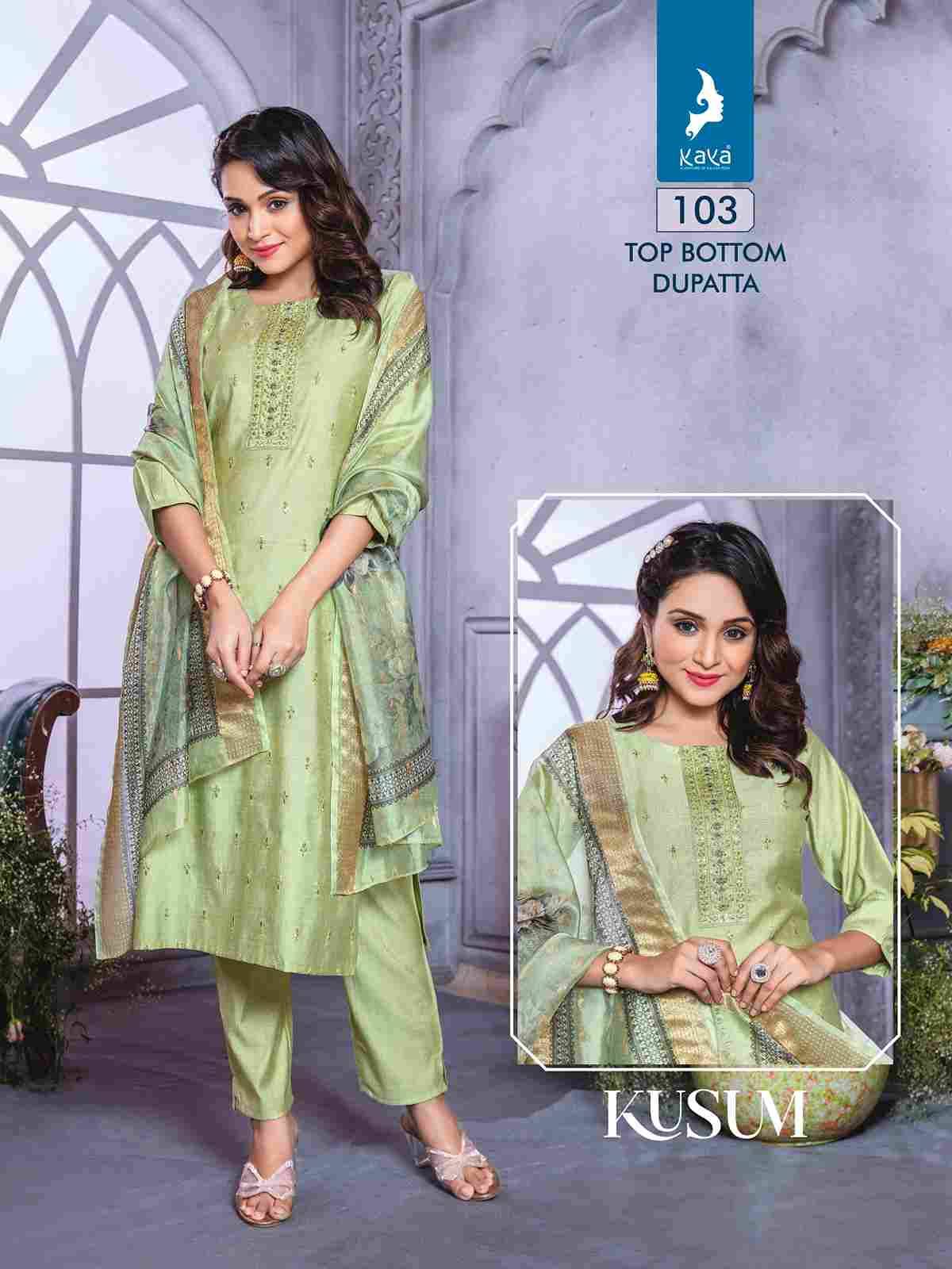 Kusum By Kaya 101 To 106 Series Beautiful Festive Suits Colorful Stylish Fancy Casual Wear & Ethnic Wear Vatican Silk Dresses At Wholesale Price