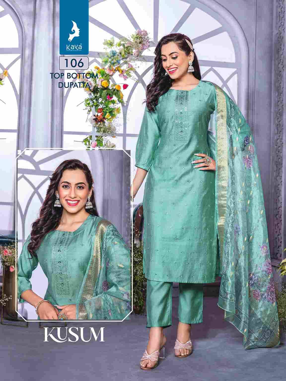 Kusum By Kaya 101 To 106 Series Beautiful Festive Suits Colorful Stylish Fancy Casual Wear & Ethnic Wear Vatican Silk Dresses At Wholesale Price