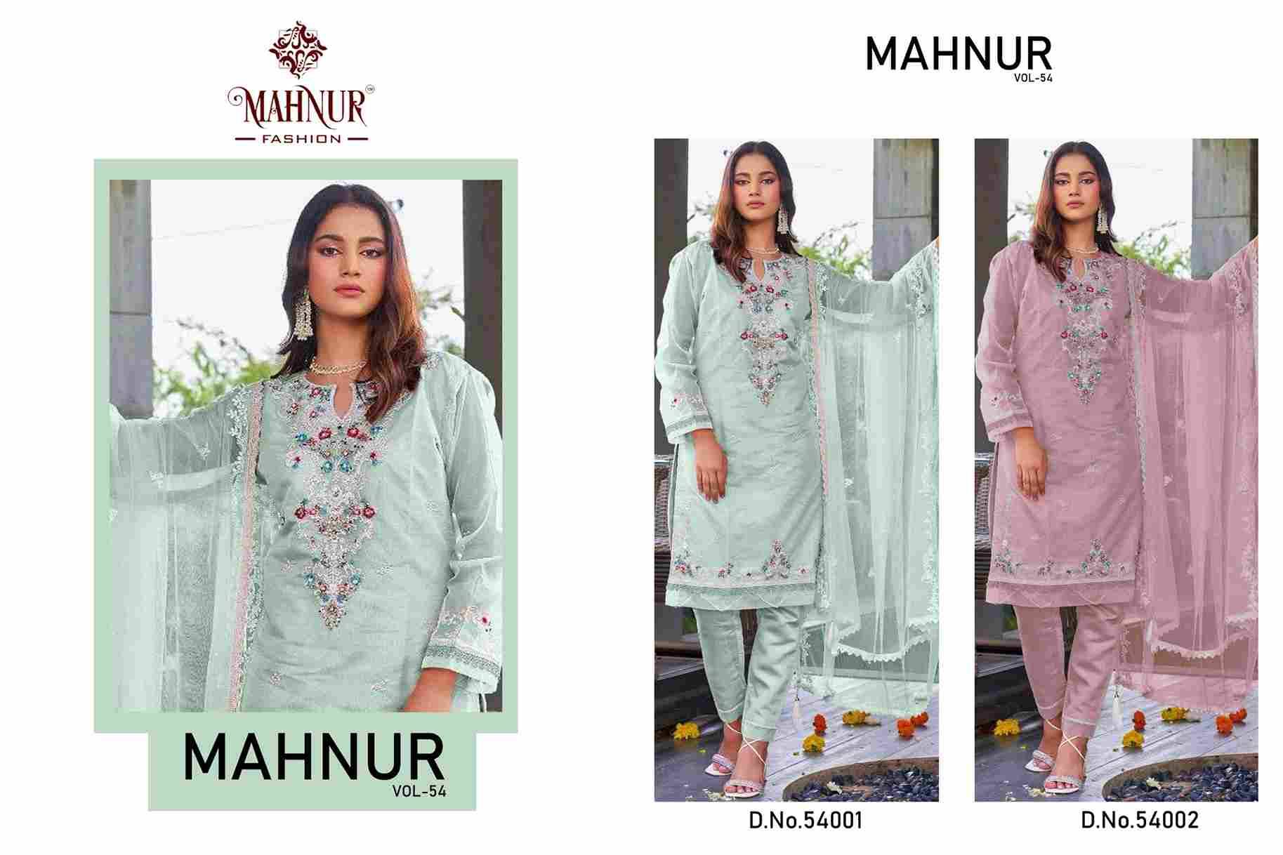 Mahnur Vol-54 By Mahnur Fashion 54001 To 54002 Series Beautiful Pakistani Suits Colorful Stylish Fancy Casual Wear & Ethnic Wear Organza Dresses At Wholesale Price