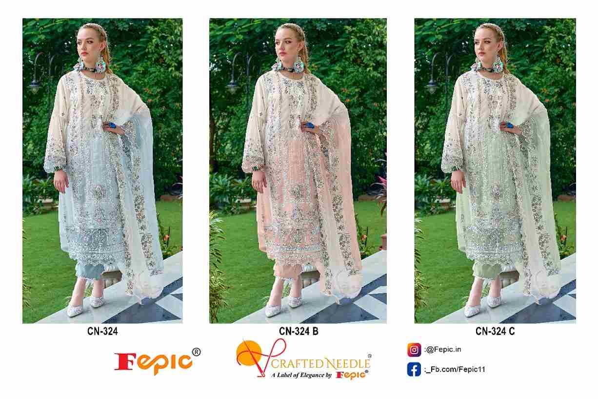 Fepic 324 Colours By Fepic 324-A To 324-C Series Beautiful Pakistani Suits Colorful Stylish Fancy Casual Wear & Ethnic Wear Organza Embroidered Dresses At Wholesale Price